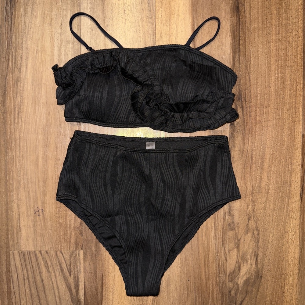 NIP 2 Two Piece Woman's Size Medium Black Bathing Swim Suit sexy  high waisted